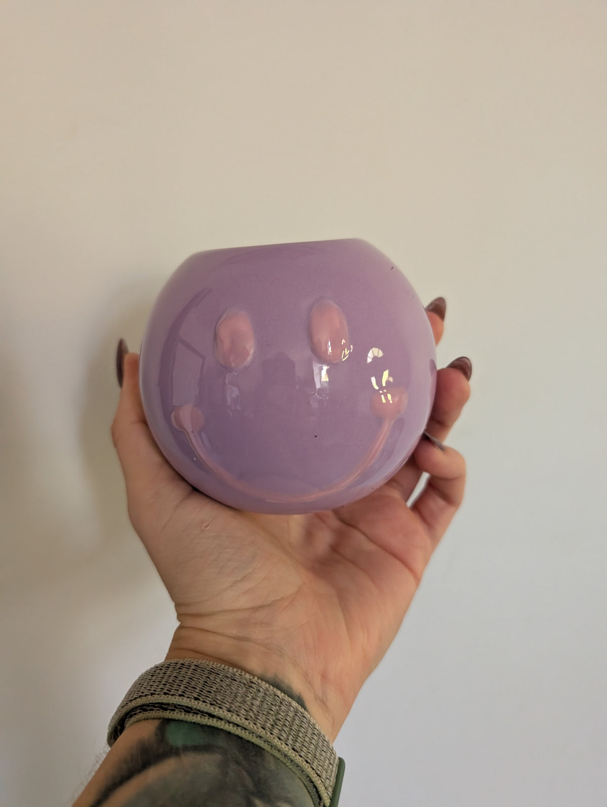 5cm purple smiley planter