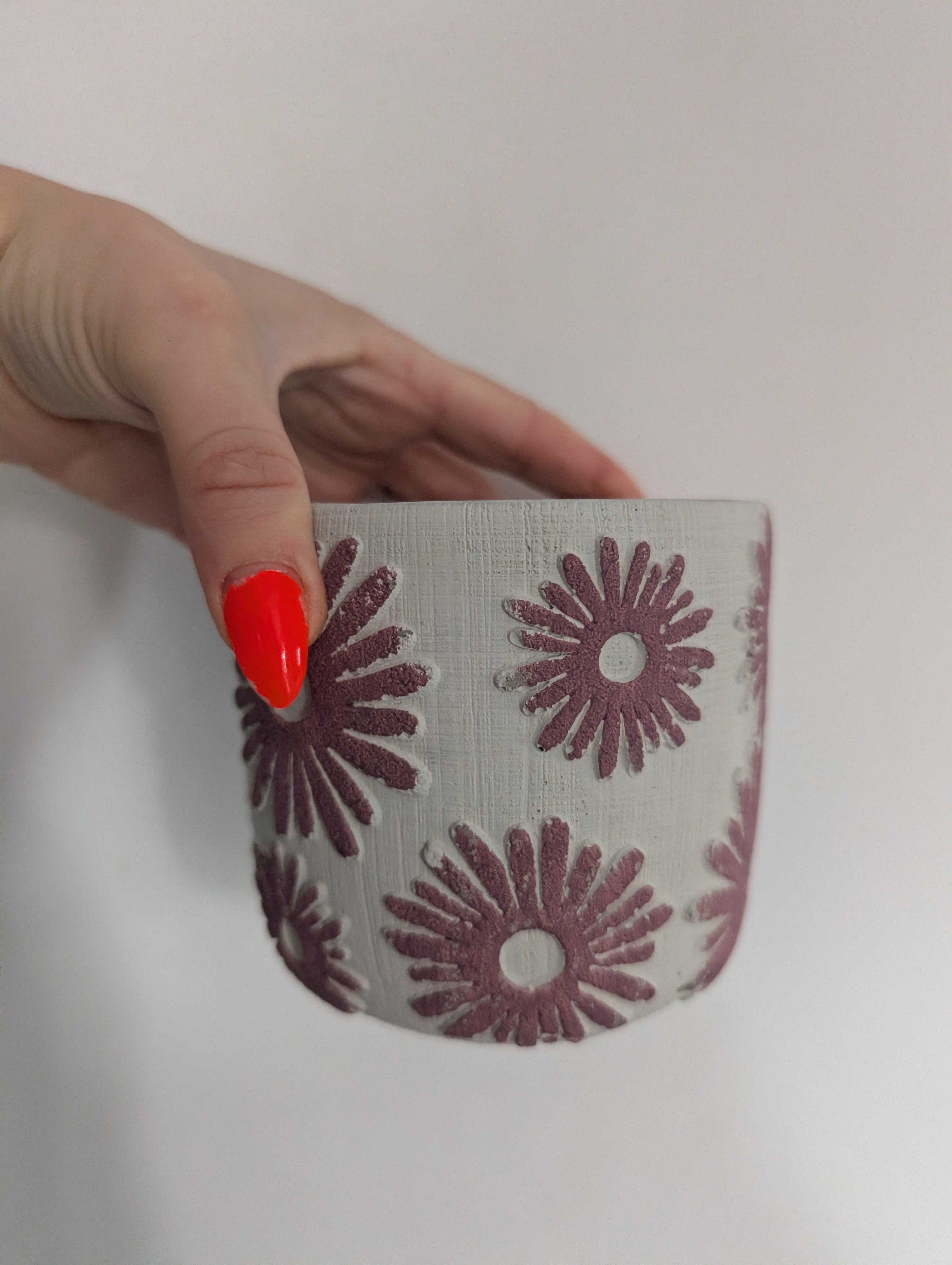 10.5cm Floral Concrete Planter