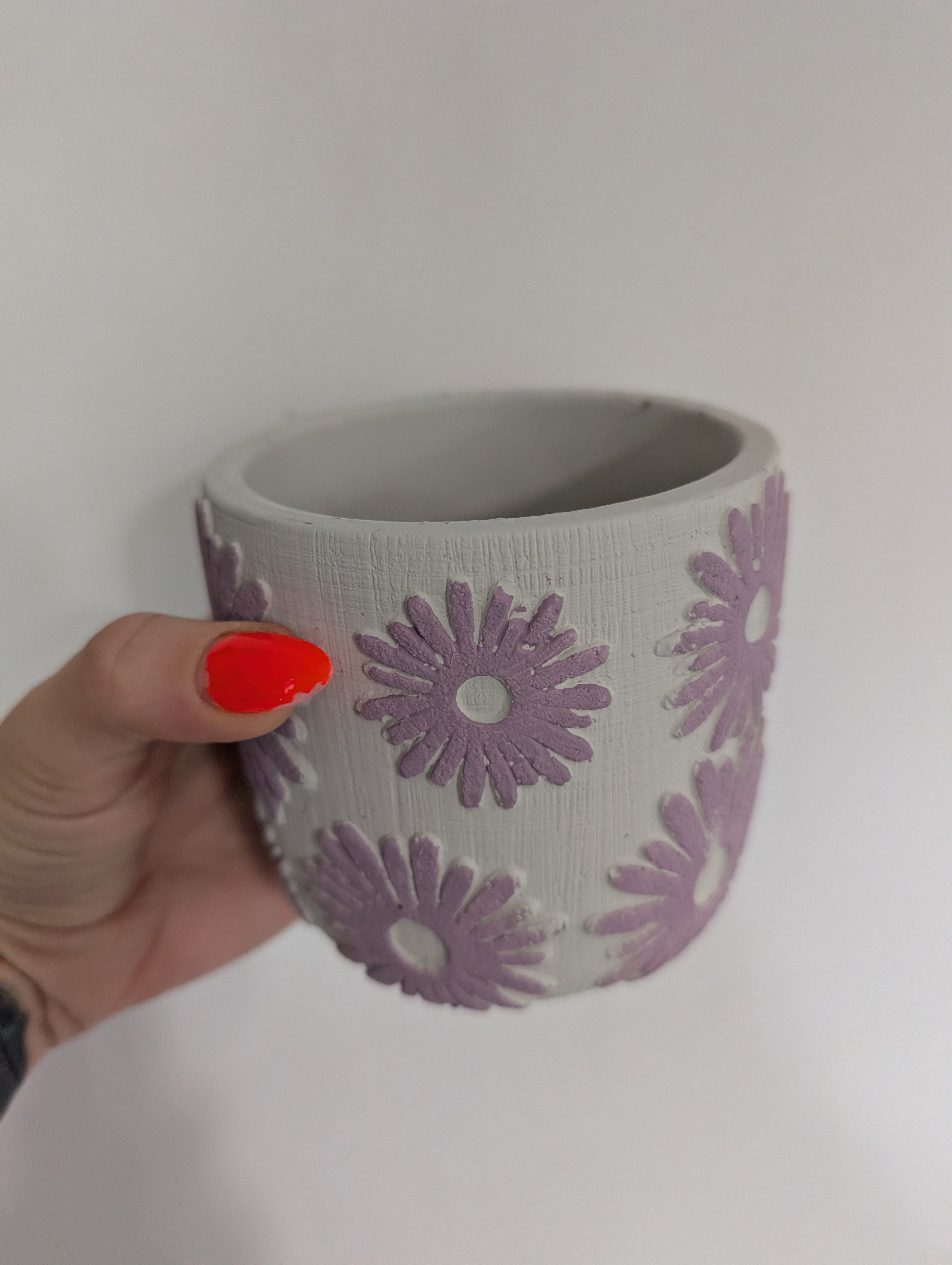 10.5cm Floral Concrete Planter