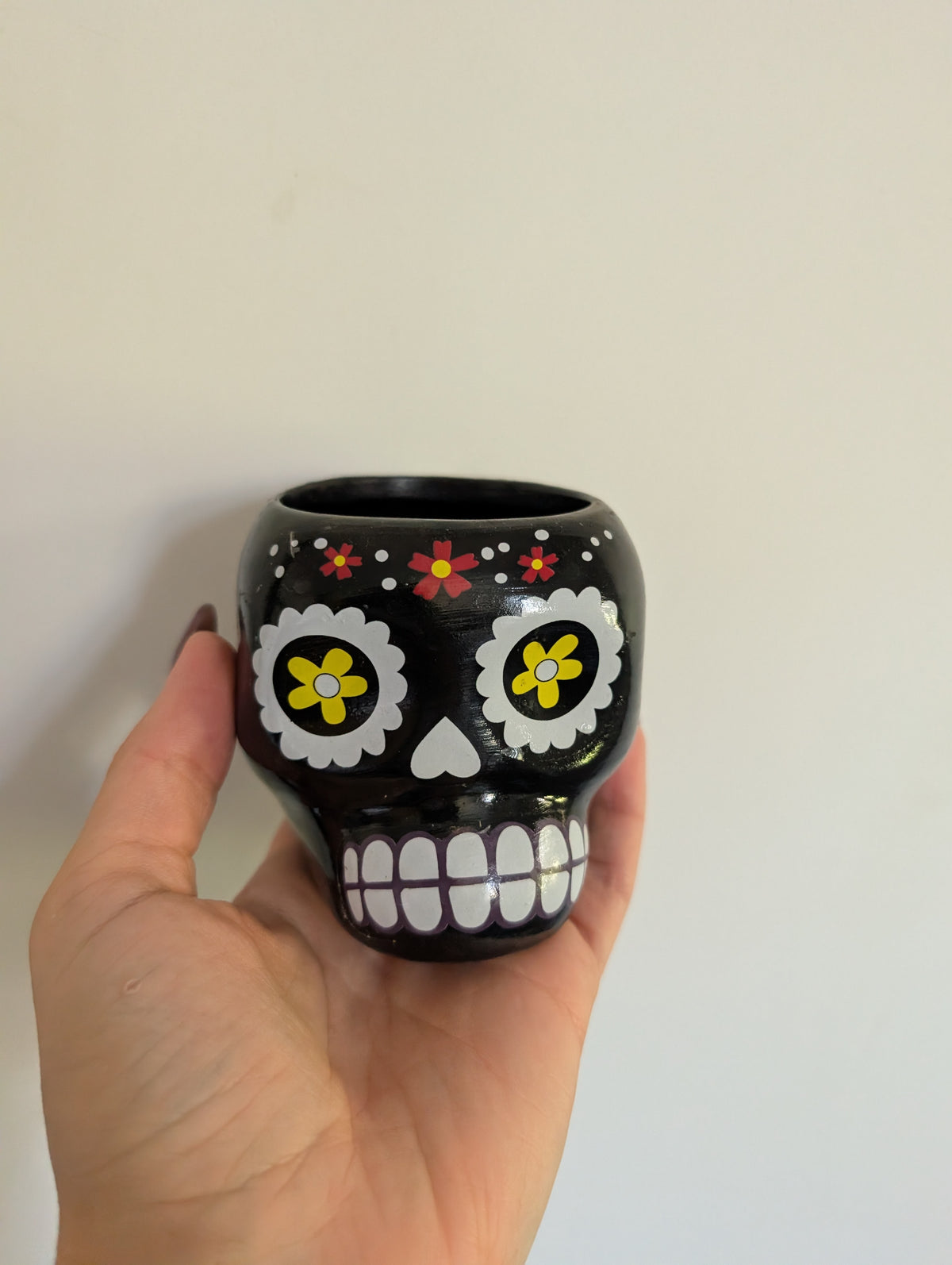 6cm black sugar skull planter